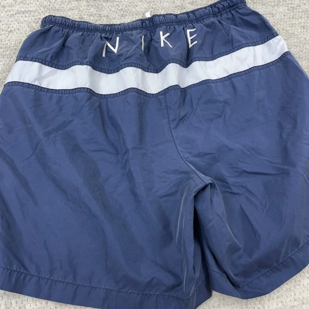 Vintage Y2K Nike Swim Trunks Men Large Navy Blue Bored Shorts Spellout‎ 2000s